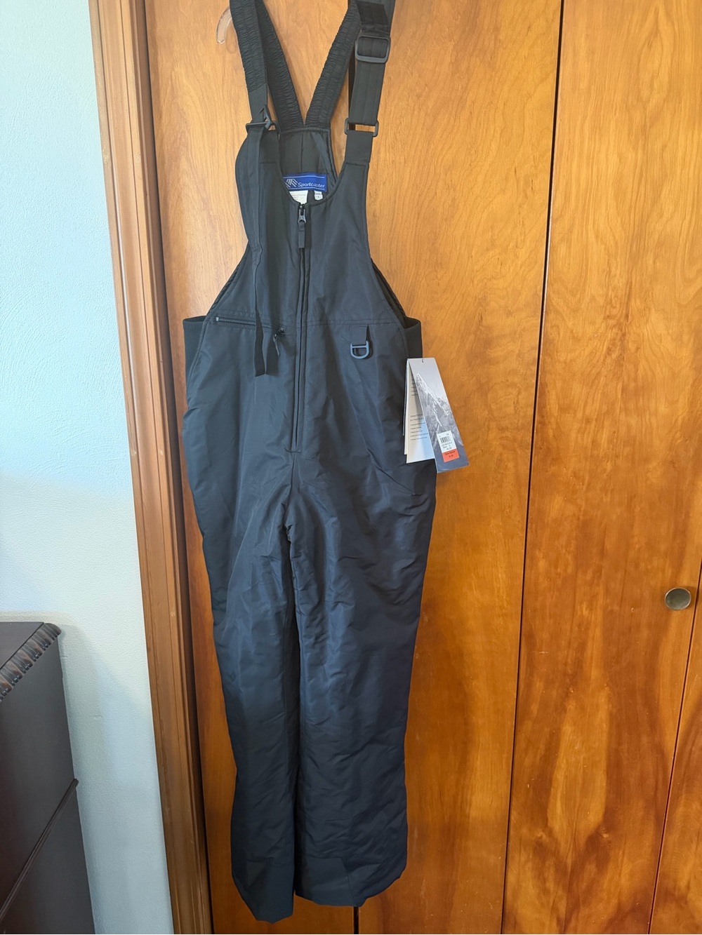Black Insulated Snow Bib Overalls with Adjustable Straps